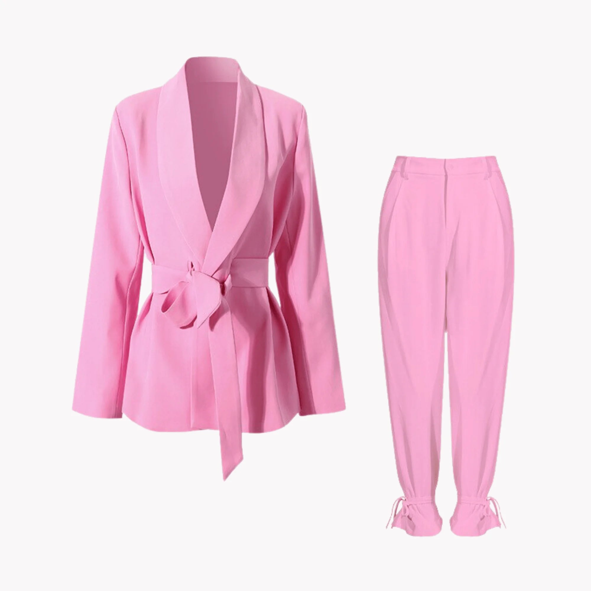 Pink Lace Up Blazer Set