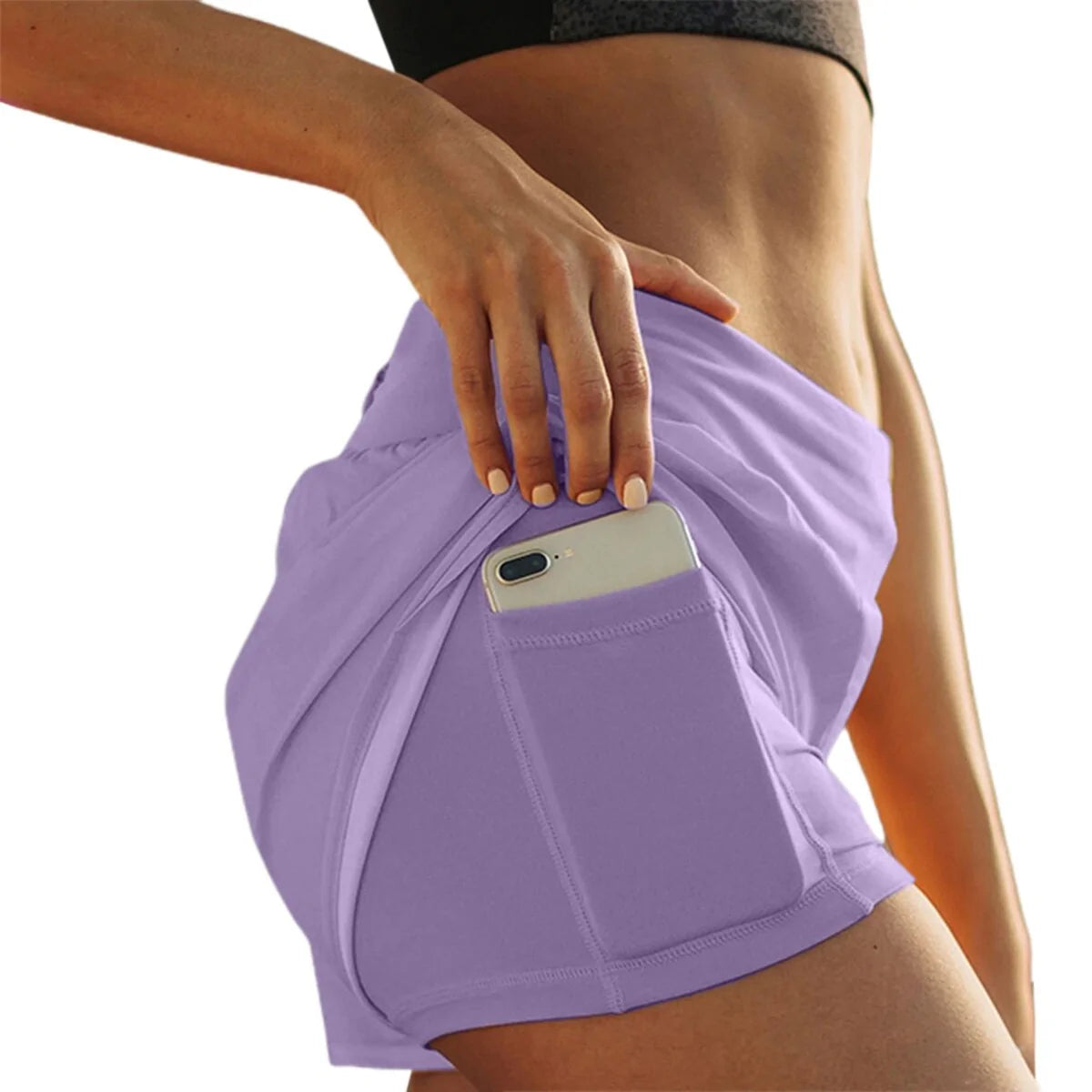 Women's High Waist Double Layer Running Shorts