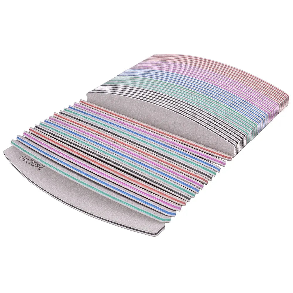 5/10Pcs Professional Nail File 100/180 Sandpaper Strong Thick Nail Files Sanding Half Moon