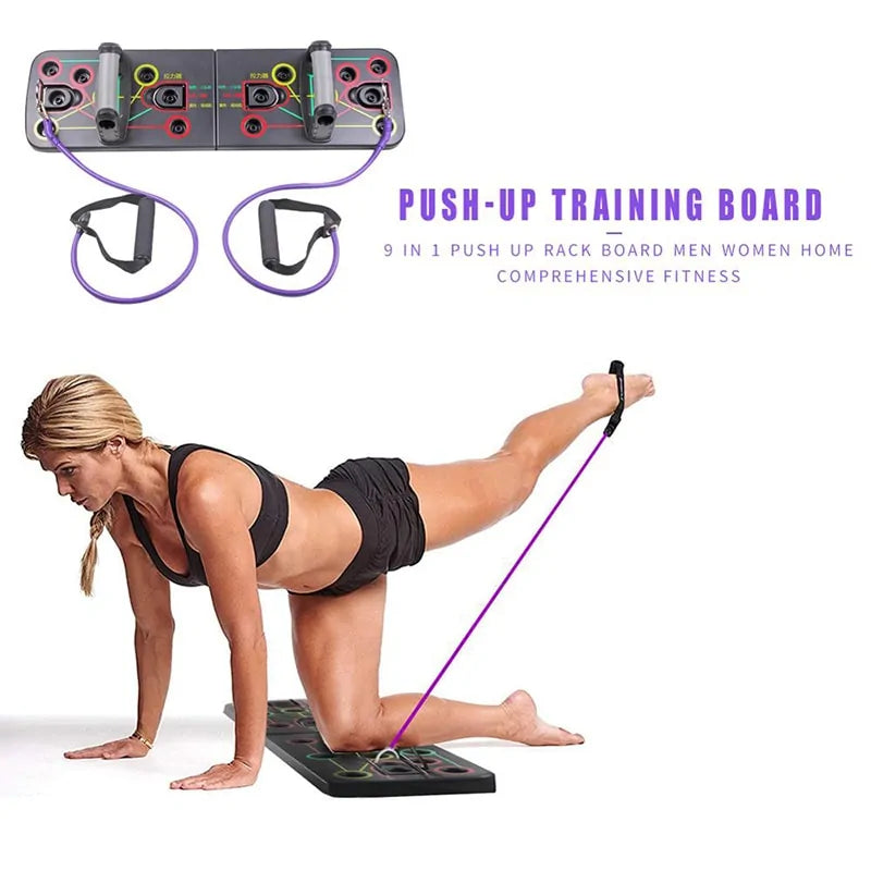 9-in-1 Push Up Stand Board with Latex Resistance Bands: Ultimate Gym Fitness Trainer