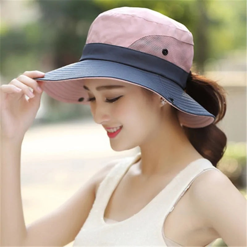 UV UPF Wide Brim Ponytail Sun Hat: Perfect for Outdoor Adventures!