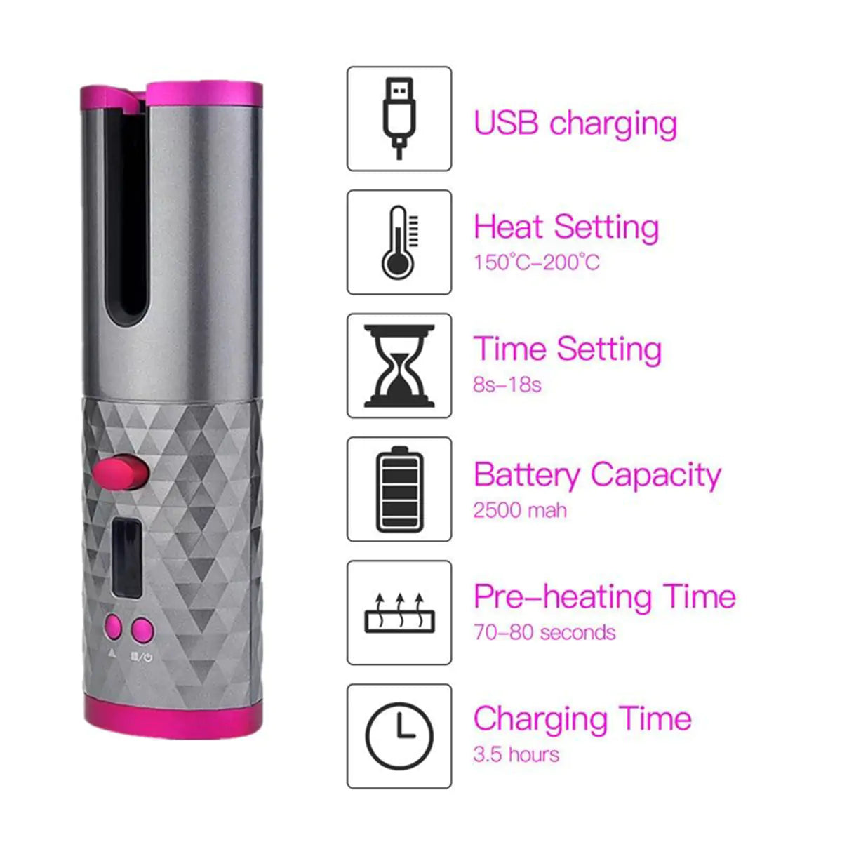 Wireless LCD Hair Curler