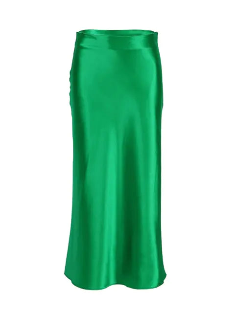 Solid Silk Long Skirt