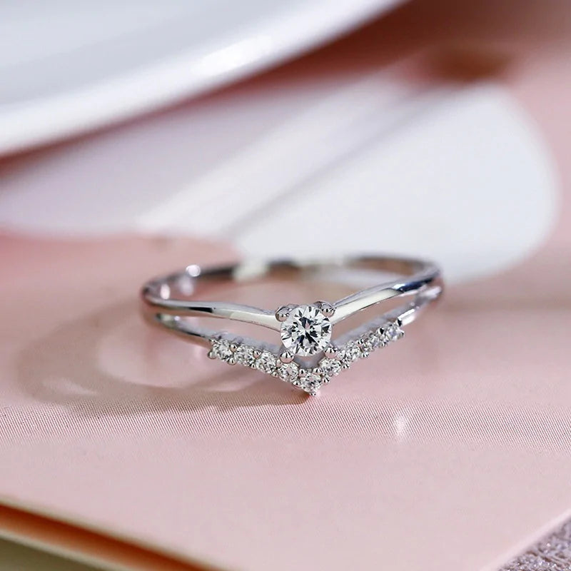 Cubic Zircon Engagement Classic Ring