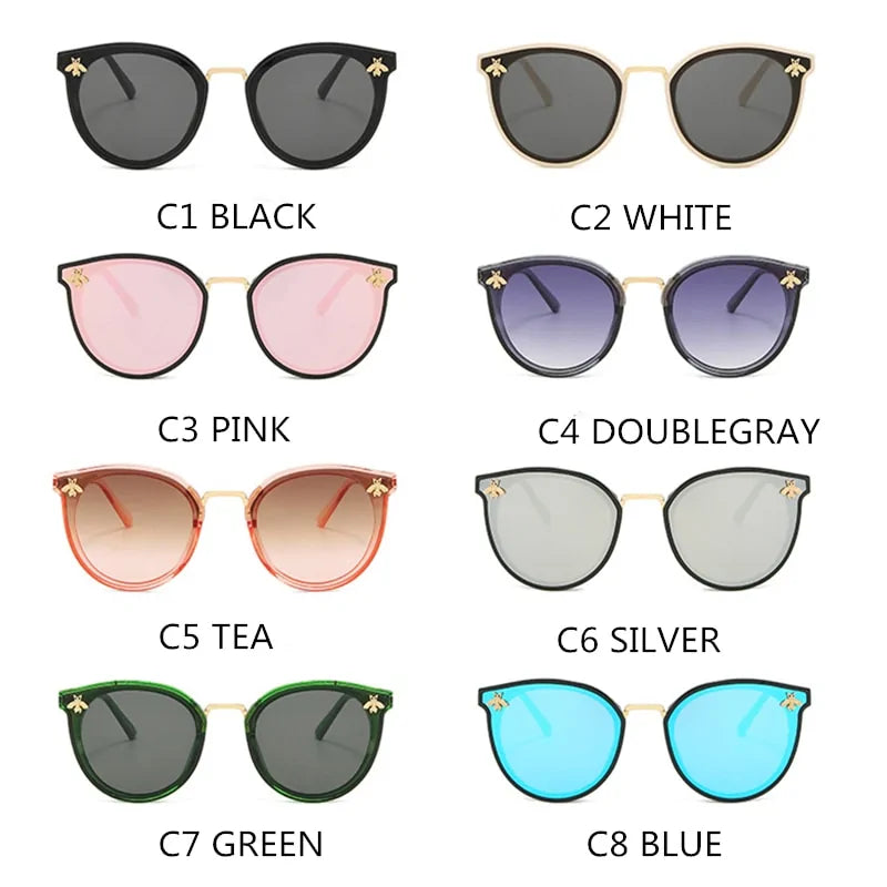 New Fashion Bee Sunglasses: Retro Round UV Vintage Glasses