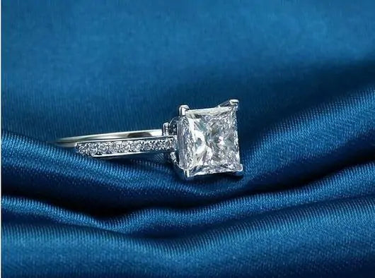 Square White Cubic Engagement Ring