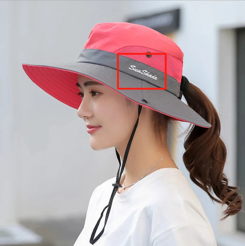 UV UPF Wide Brim Ponytail Sun Hat: Perfect for Outdoor Adventures!