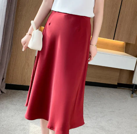 High Waisted Silk Skirt