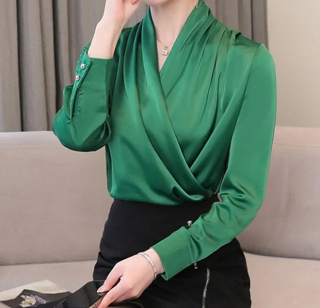 Elegant Satin Women Blouse