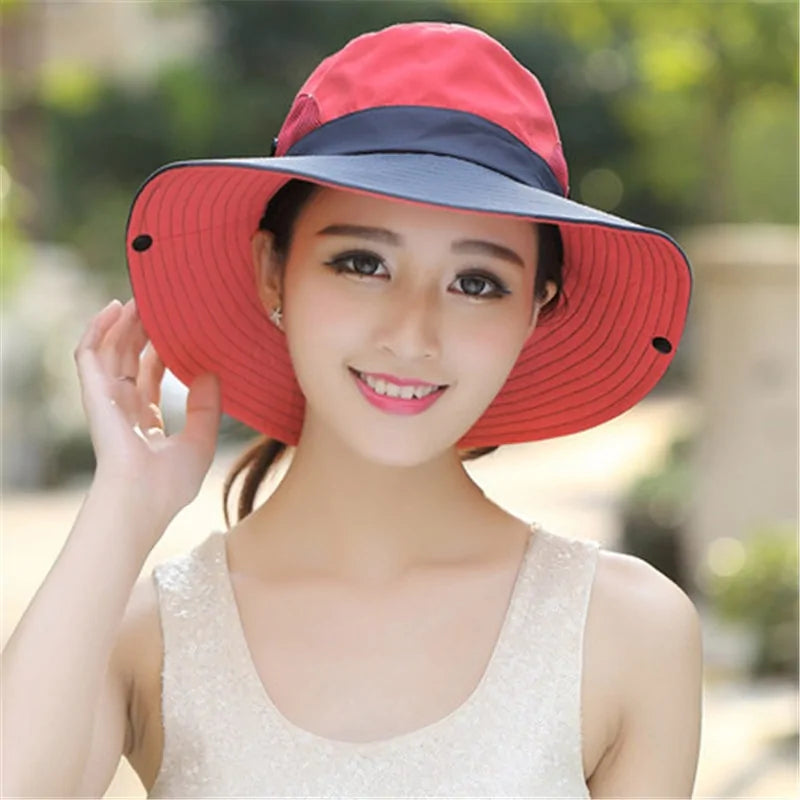 UV UPF Wide Brim Ponytail Sun Hat: Perfect for Outdoor Adventures!