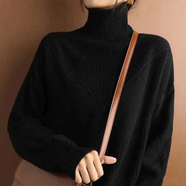 Turtle Neck Pullover Sweater Versatile