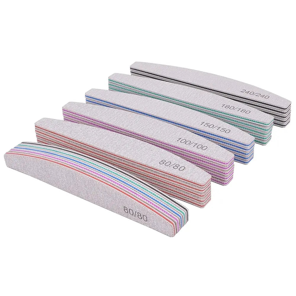 5/10Pcs Professional Nail File 100/180 Sandpaper Strong Thick Nail Files Sanding Half Moon