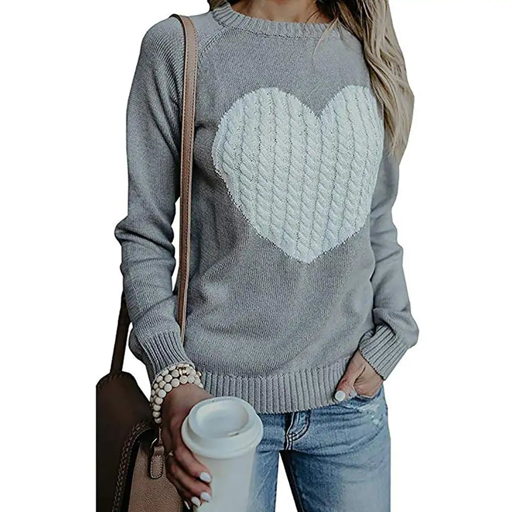 Heart Detail V-Neck Sweater