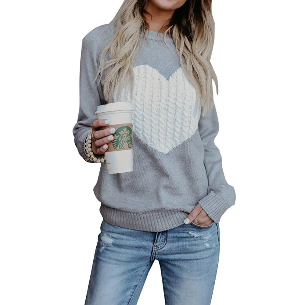 Heart Detail V-Neck Sweater