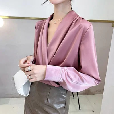 Elegant Satin Women Blouse