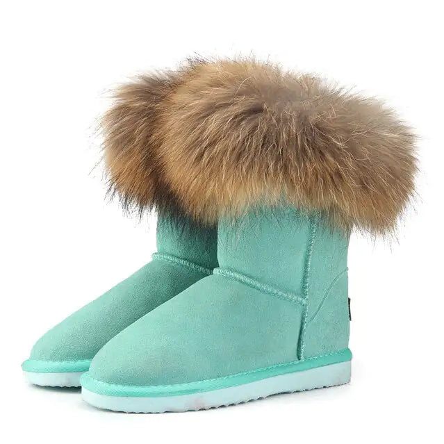 Women's Fox Fur Snow Boots