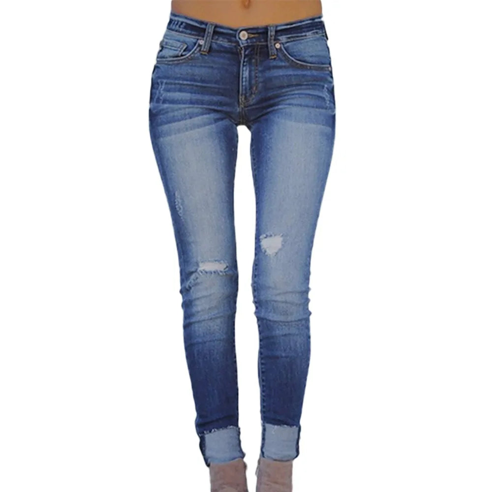 Women's Autumn Elastic + Loose Cropped Jeans