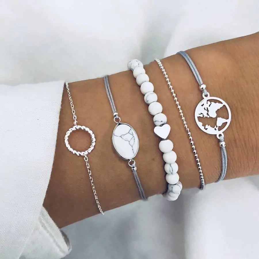 Oval Stone Bracelet Stack