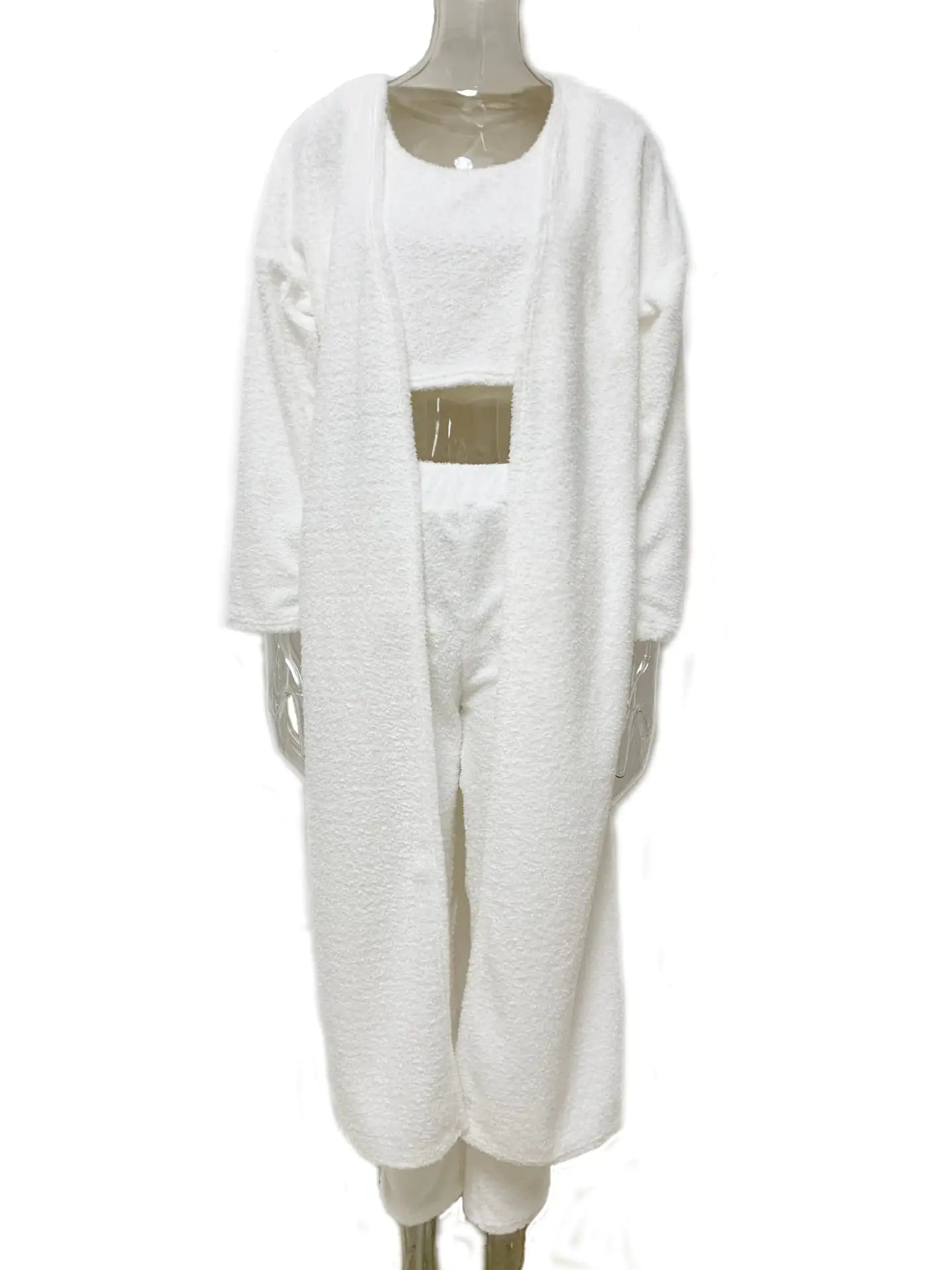 Nightgown Lace Up Bathrobes Set3 Piece Sleepwear Robe Pajama Set