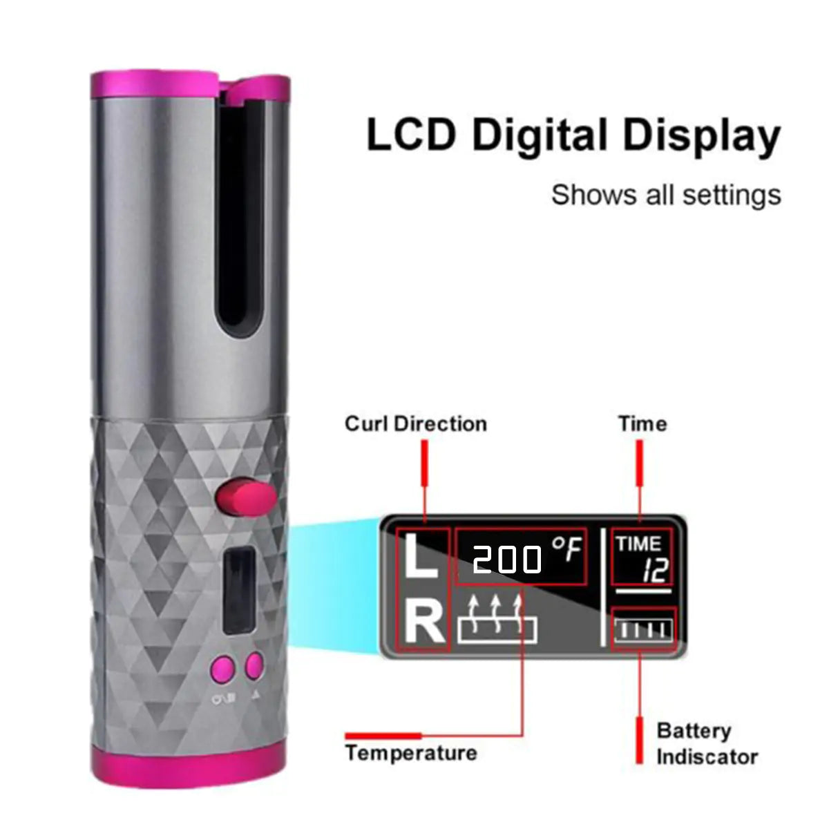 Wireless LCD Hair Curler