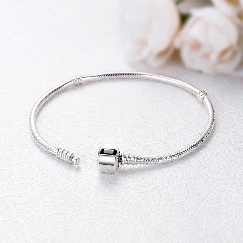 .925 Sterling Silver Charm Bead Bracelet