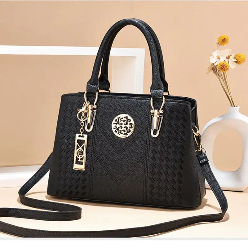 High-Quality Embroidered Leather Women's Messenger Handbag