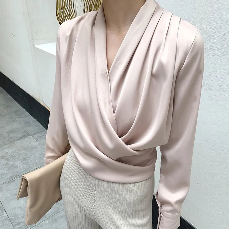 Elegant Satin Women Blouse