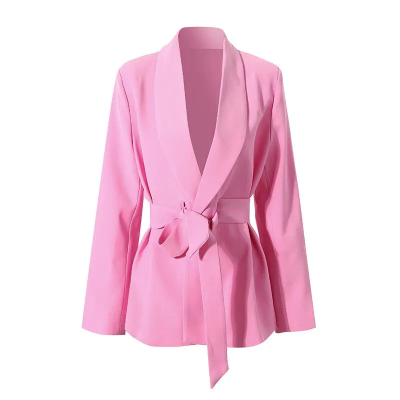 Pink Lace Up Blazer Set