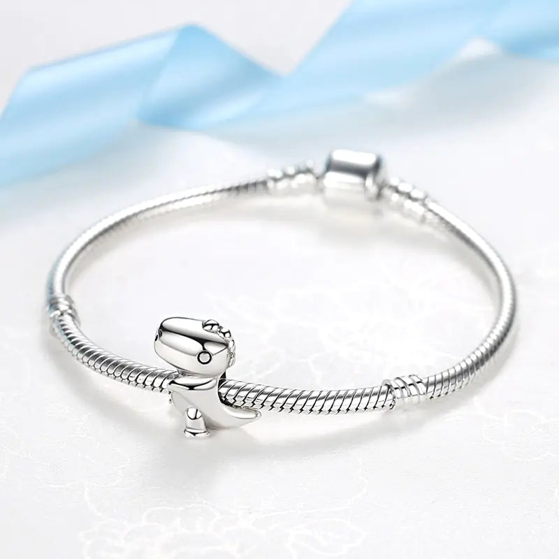 .925 Sterling Silver Charm Bead Bracelet