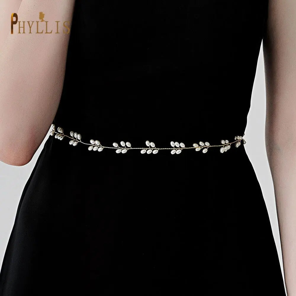 S01 Beaded Wedding Belt Pearls