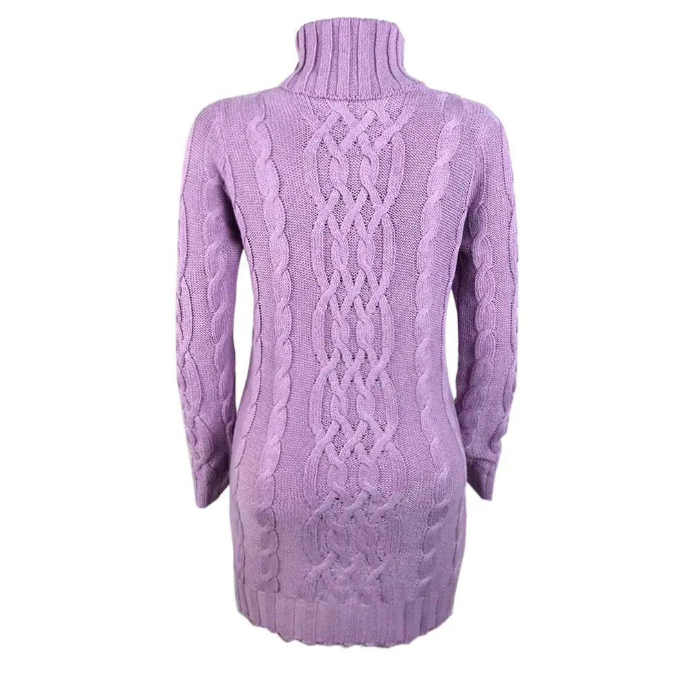 Turtleneck Twist Knitted Sweater Dress