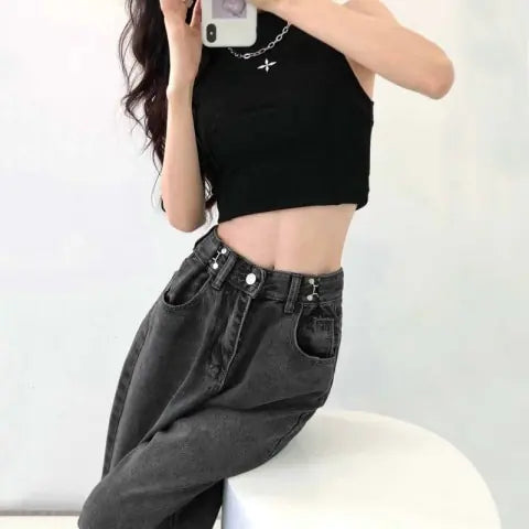 Woman High Waist Wide Leg Jeans