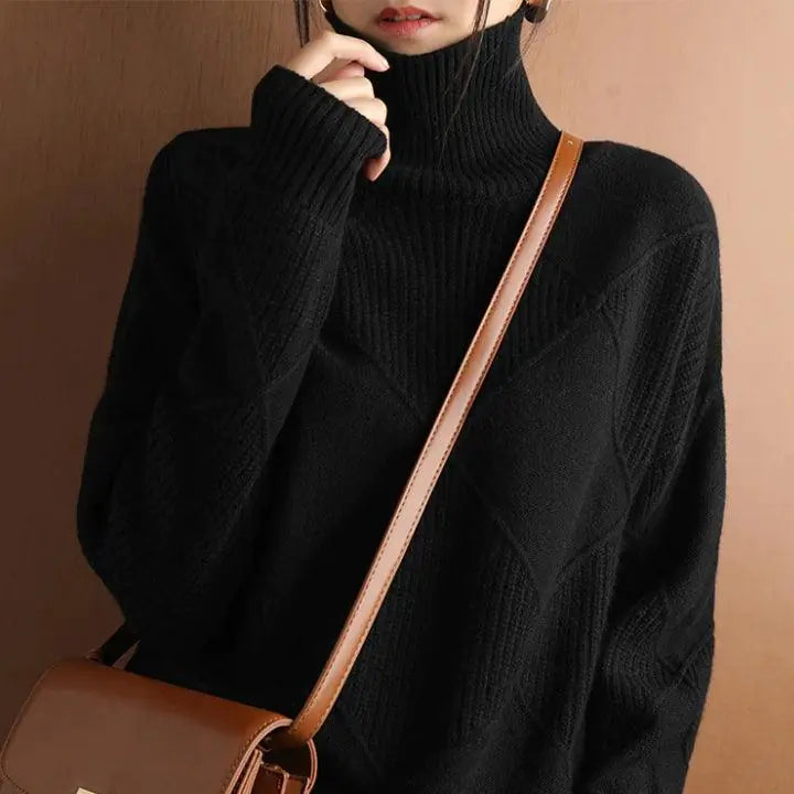 Turtle Neck Pullover Sweater Versatile