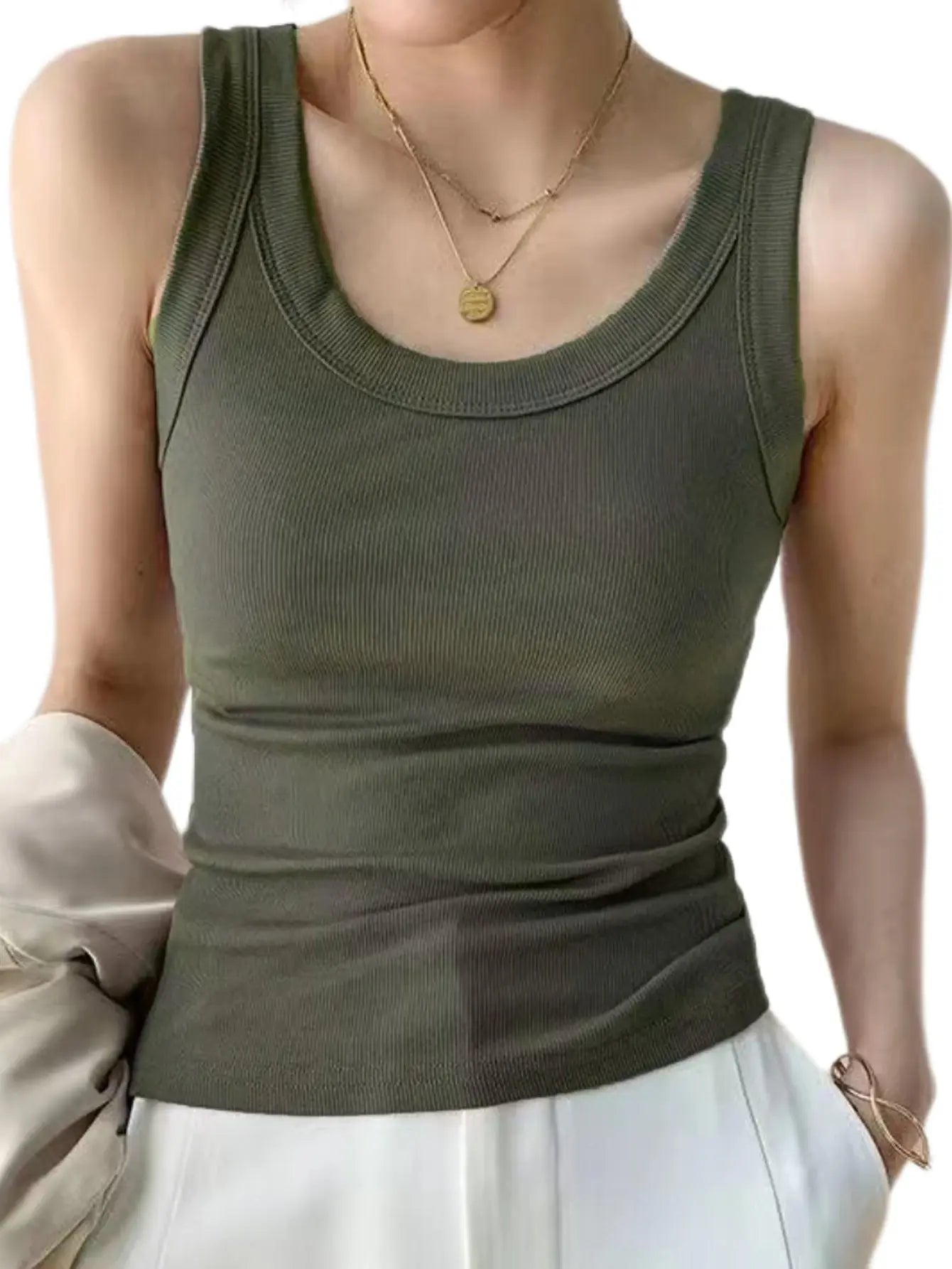 Women's Ribbed Sleeveless Knitted Tank Top