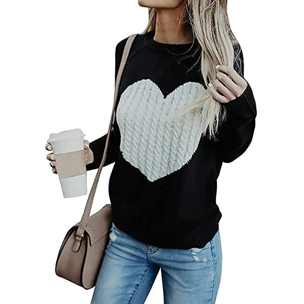 Heart Detail V-Neck Sweater