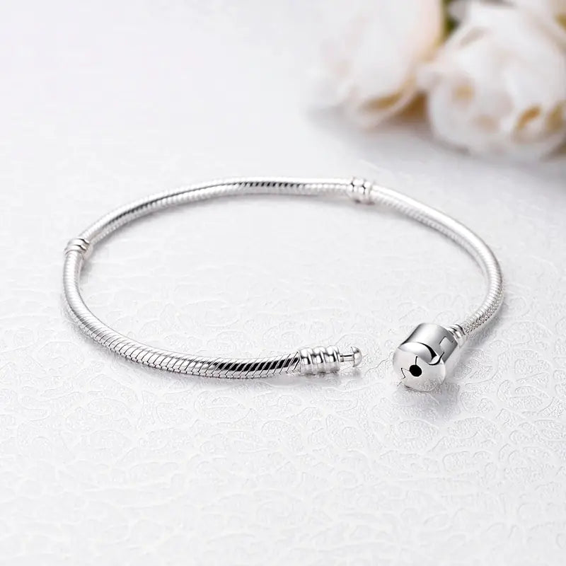 .925 Sterling Silver Charm Bead Bracelet