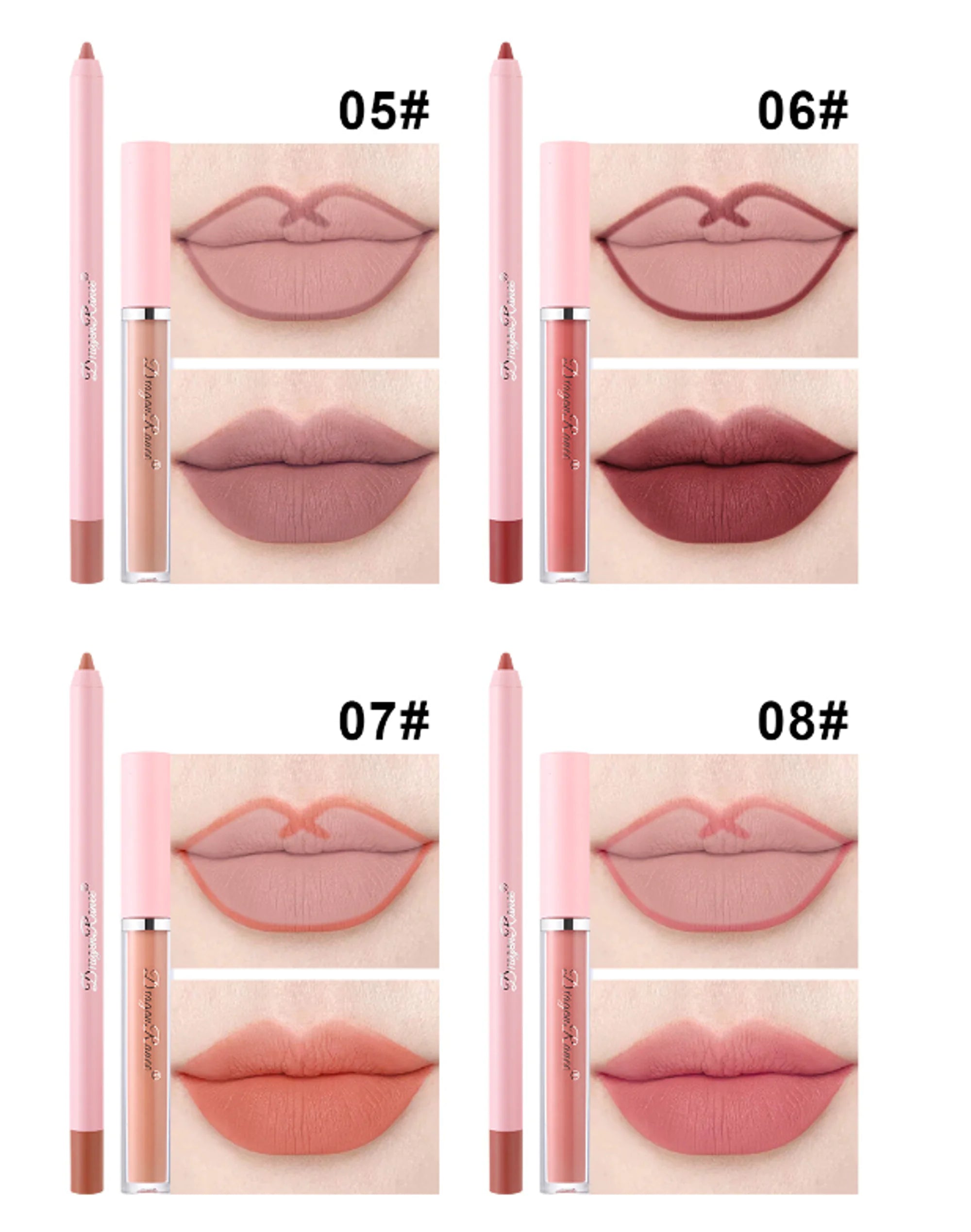 4pcs Lip Gloss Lip Liner Pen Set