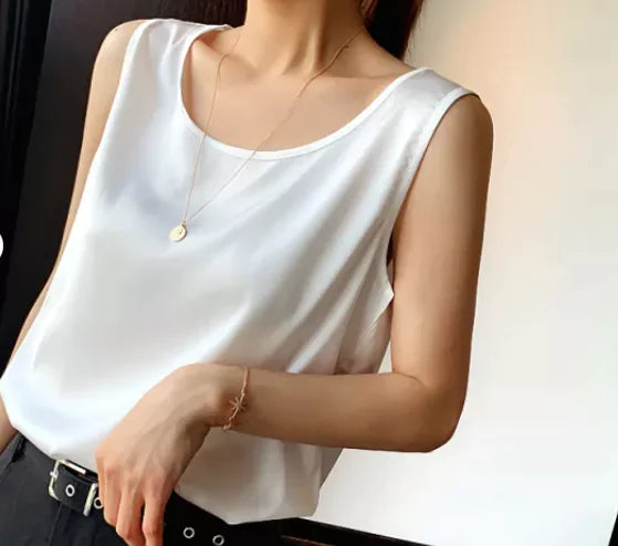 Women's Sleeveless Satin Blouse